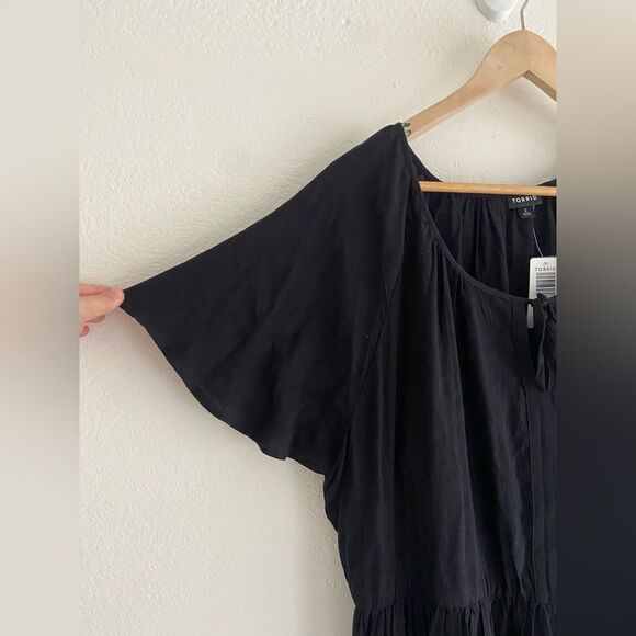 NWT Torrid Black Crosshatch Tiered Babydoll Dress 1X rayon - Picture 7 of 11